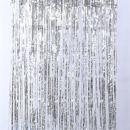 Fringe Curtain Wall Decorations-Birthday Pack drop drop foil curtain decor-Hanging silver tassel curtain-party photo booth backdrop