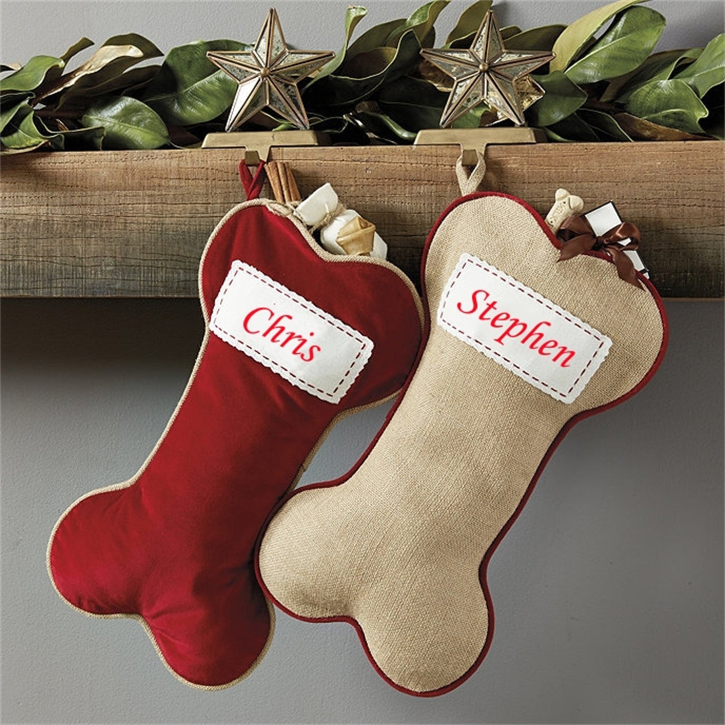 Dog Bone Christmas Stockings Personalized Pet Name Stocking-Custom Dog Name Stockings Holiday Decoration Christmas Gifts for Dogs & Pets