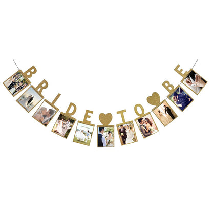 Bride to Be Photo Banner-Gold bride to be picture banner garland with Ring-Wedding sign Bridal shower photo bunting-Hen do parry decor