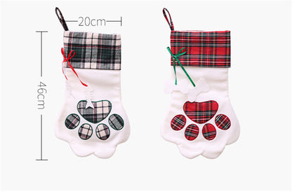 Personalized Christmas Pet Stockings Red Buffalo Plaid Pet Paw Stockings With Name Holiday Gift for Pets Ornament Home Decorations