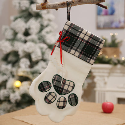 Personalized Christmas Pet Stockings Red Buffalo Plaid Pet Paw Stockings With Name Holiday Gift for Pets Ornament Home Decorations