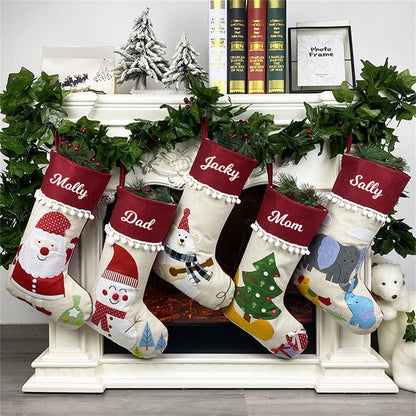 Christmas Stockings Personalized Holiday Stockings Custom Stocking with Name Gift Pattern Stocking for Family Christmas Ornament Decoration