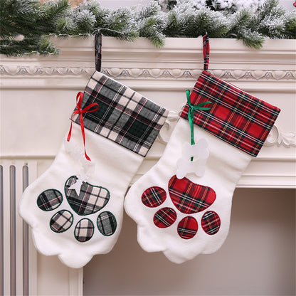 Personalized Christmas Pet Stockings Red Buffalo Plaid Pet Paw Stockings With Name Holiday Gift for Pets Ornament Home Decorations