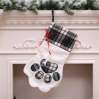 Personalized Christmas Pet Stockings Red Buffalo Plaid Pet Paw Stockings With Name Holiday Gift for Pets Ornament Home Decorations