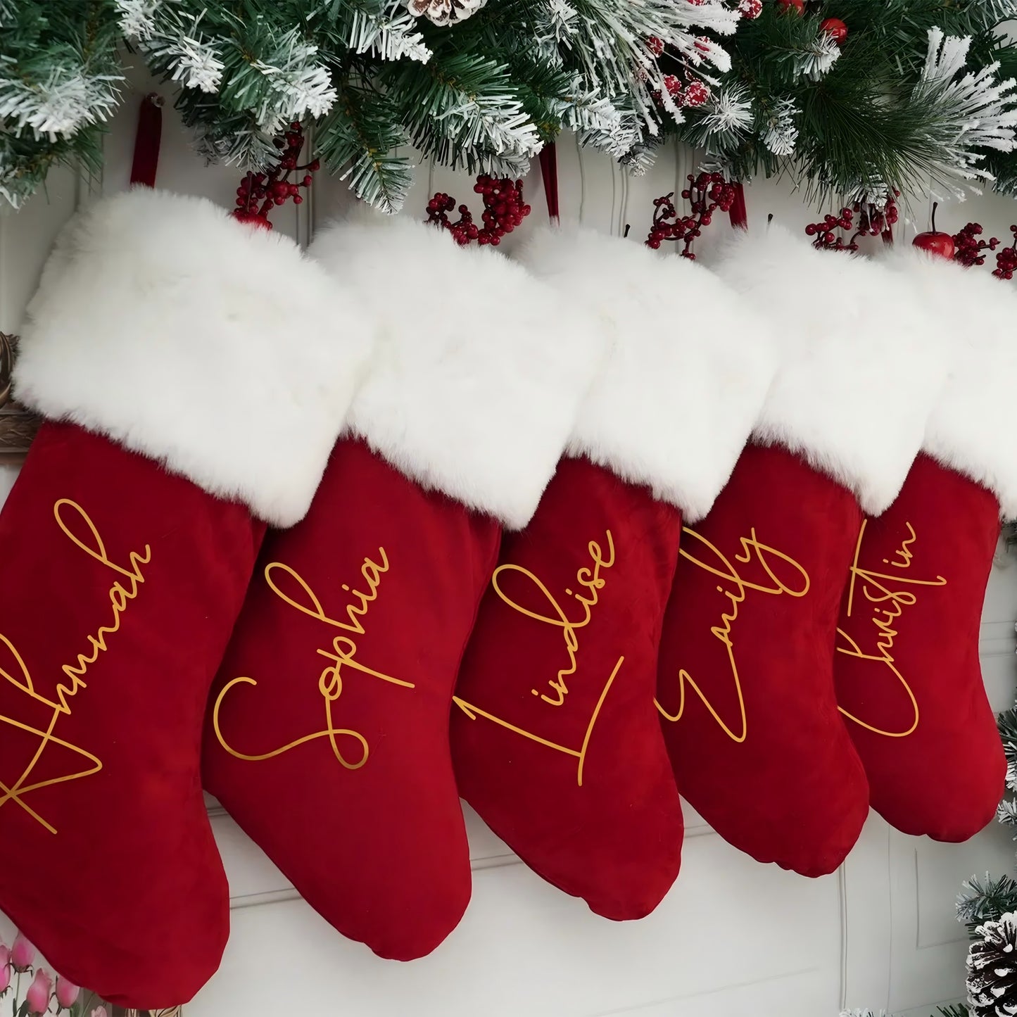 Christmas Stockings Personalized Holiday Stockings Custom Stocking with Name Gift Pattern Stocking for Family Christmas Ornament Decoration