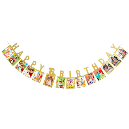 Happy Birthday photo banner-1st 2nd 16th 18th 21st 30th 40th 50th 60th Happy Birthday picture banner-1st birthday party bunting garland