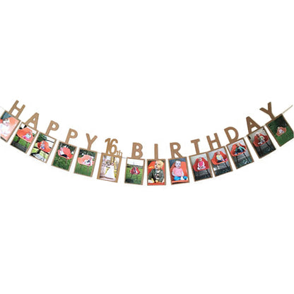 Happy Birthday photo banner-1st 2nd 16th 18th 21st 30th 40th 50th 60th Happy Birthday picture banner-1st birthday party bunting garland