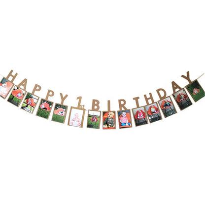 Happy Birthday photo banner-1st 2nd 16th 18th 21st 30th 40th 50th 60th Happy Birthday picture banner-1st birthday party bunting garland