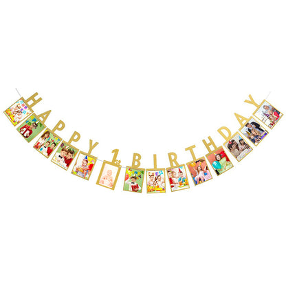 Happy Birthday photo banner-1st 2nd 16th 18th 21st 30th 40th 50th 60th Happy Birthday picture banner-1st birthday party bunting garland