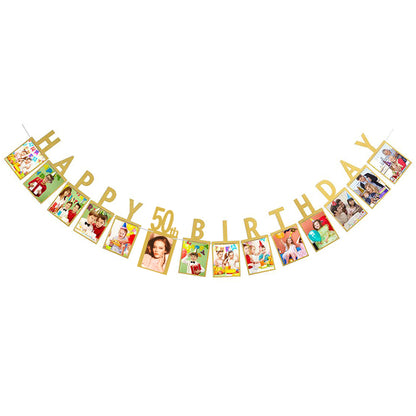 Happy Birthday photo banner-1st 2nd 16th 18th 21st 30th 40th 50th 60th Happy Birthday picture banner-1st birthday party bunting garland