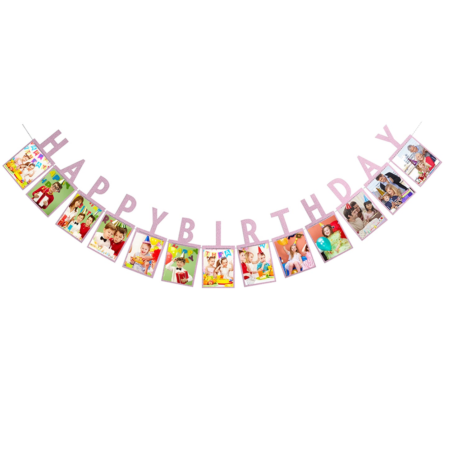 Happy Birthday photo banner-Pink Blue gold picture banner-Happy birthday picture garland-birthday party photo banner-party photo props