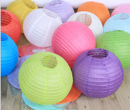 36pcs Paper Lanterns with Led Light Set-Mixed size round paper lantern lamp shade-Led light with battery