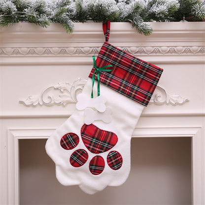 Personalized Christmas Pet Stockings Red Buffalo Plaid Pet Paw Stockings With Name Holiday Gift for Pets Ornament Home Decorations