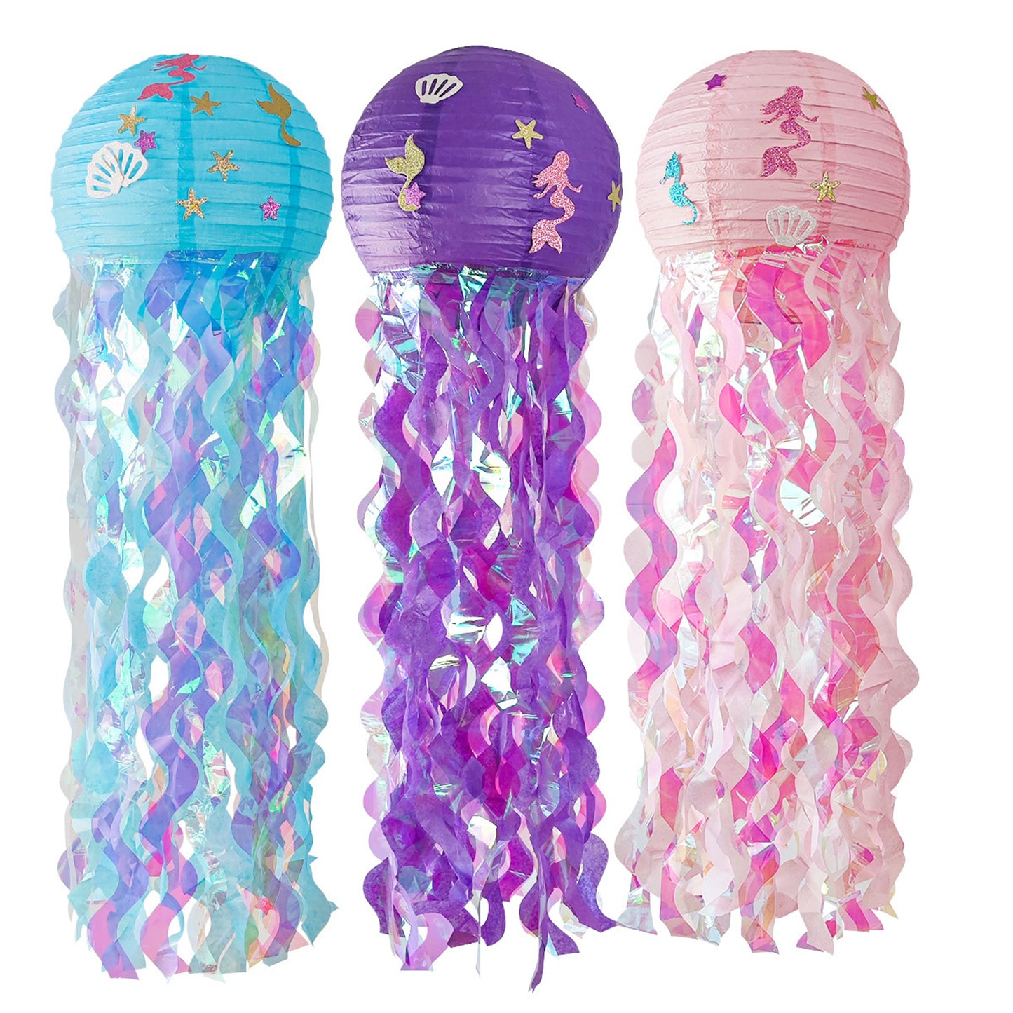 Mermaid Jellyfish Paper Lanterns with tassel- Little Mermaid Theme party-Mermaid Birthday Party, Under The Sea Party-Mermaid Baby Shower