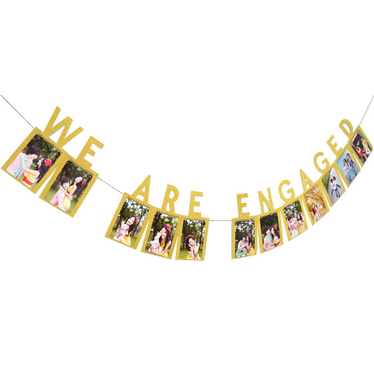 We Are Engaged Photo Banner-Engagement party picture banner garland