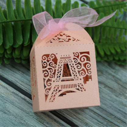 Eiffel Tower Favor boxes-Laser cut party favor box-Creative candy box with ribbon-party treat box-gift box for birthday party decorations