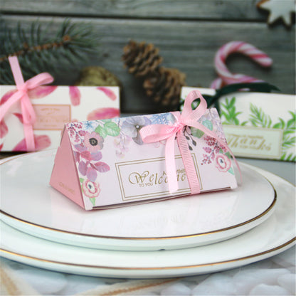 Triangle Wedding favor boxes with satin ribbon-Elegant party candy boxes-treat boxes-party boxes-birthday party gift boxes-favor boxes