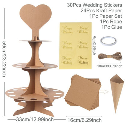 Wedding Confetti Cone Holder 3 layers 24 Holes Paper Confetti Stand Tray Boxes White Kraft Circular Afternoon Tea Style Confetti Holder