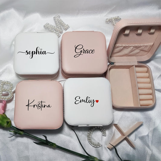 Personalized Jewelry Box-Custom Name Gift Box for Bridesmaids-Bridesmaid Proposal Gift Ideas-Travel Jewelry Case Birthday Gift boxes