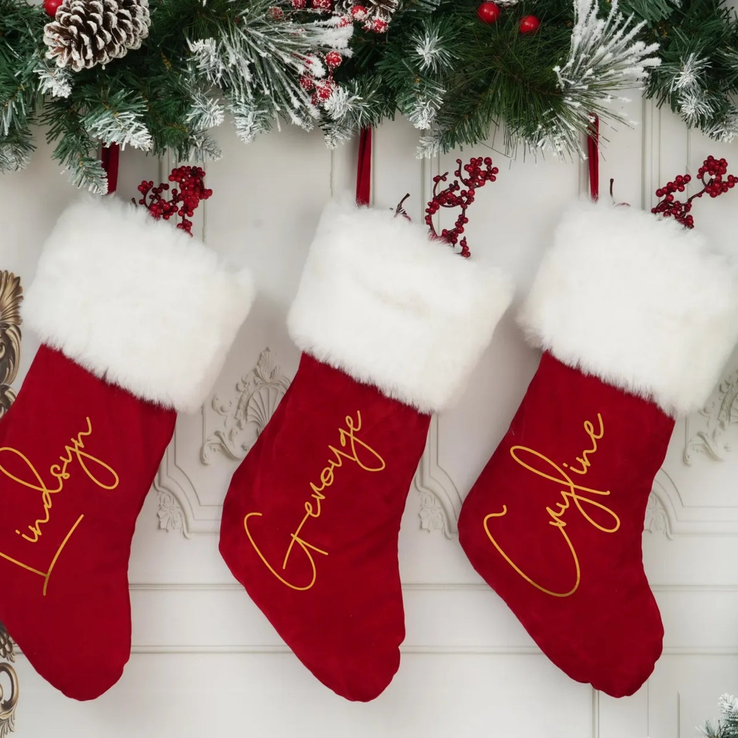 Christmas Stockings Personalized Holiday Stockings Custom Stocking with Name Gift Pattern Stocking for Family Christmas Ornament Decoration