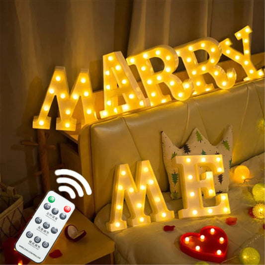 Led Alphabet Letters 22cm with Remote control Timer-Battery Operated-Marry Me-I do-Mr&Mrs Sign Proposal, Wedding,Anniversary,birthday deco