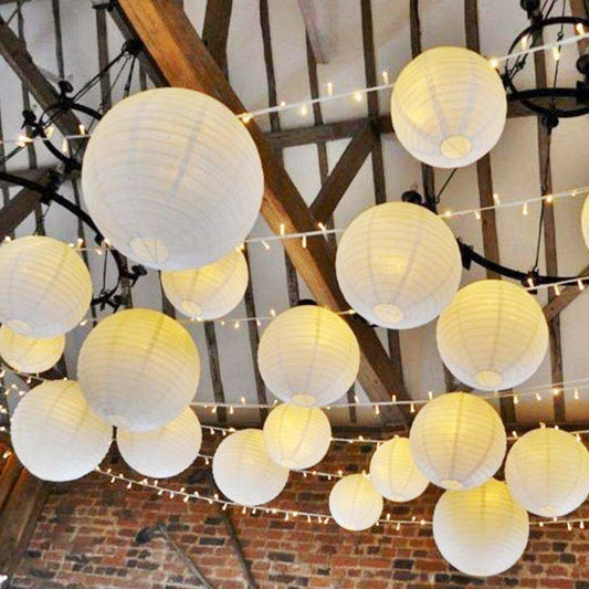 24pcs Paper Lanterns with mini Led lights Kit-Mixed size round paper lantern lamp shade lights battery operated